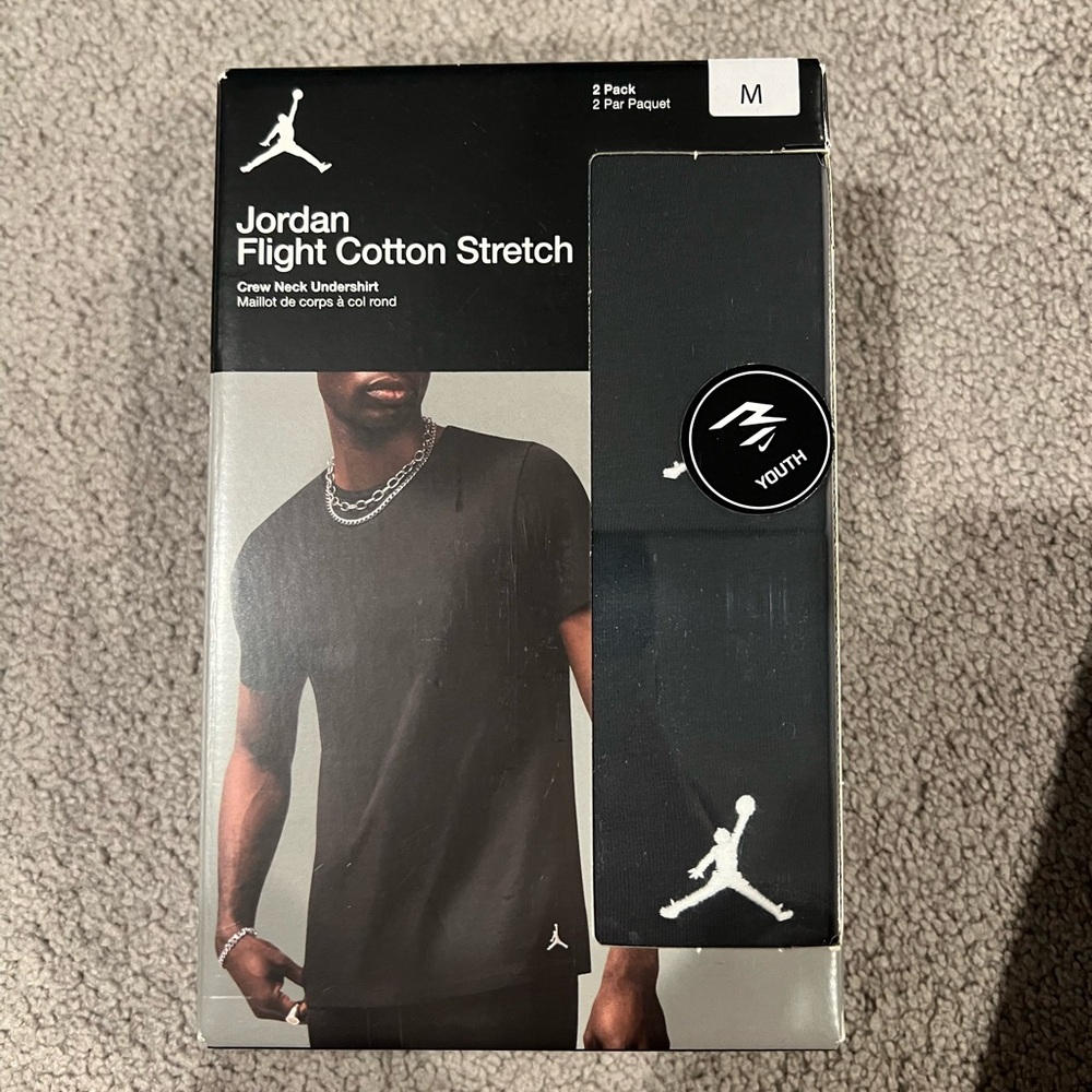 Jordan Youth Black Crew Neck Undershirt 2 Pack